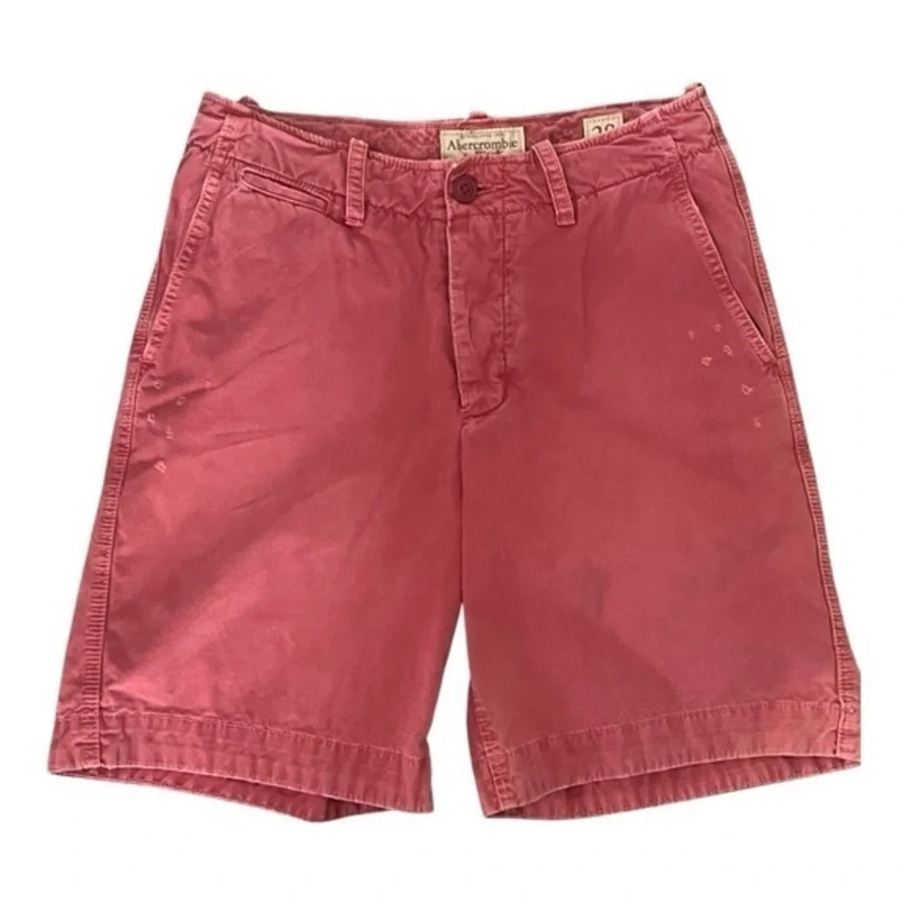 Abercrombie & Fitch Men's Shorts 28 100% cotton Red Chino Button Fly Y2K